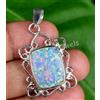 Naturale Bianco Opale di Fuoco Fatto a Mano Design 925 Argento Sterling Ciondolo