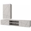 Arreditaly Parete Attrezzata Mobile Porta TV Colonna Sospesa Ante Push Open Vani Chiusi Aperti Soggiorno Design Linee Geometriche Moderno Contenitore Multiuso Casa 180 x 45 x 180 Cm Cashmere Con Effetto Righe