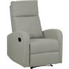 Totò Piccinni Poltrona Relax Reclinabile EUREKA, Manuale con Maniglia Laterale, Struttura in Legno, Imbottita ed Ergonomica, Ideale per Anziani e Soggiorno (Tessuto Grigio Chiaro New)