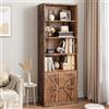 OPULENTHOME Libreria con ante Industriale Libreria con 4 Mensole Aperte, 6 Livelli in Legno per Conservazione con Antiribaltamento per Camera da letto, Soggiorno, Marrone, 60 x 30 x 180 cm