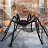 Huifengjie Halloween Horror Spider 200 cm, 60 g Rete di ragni elastici con 10 mini lampadari, decorazione ragno di Halloween, lampadario in peluche nero gigante, decorazione Halloween e festa di carnevale