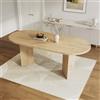 NNJN Tavolo da pranzo da 200 x 90 cm, adatto per 6-8 persone, con angoli arrotondati, piano ispessito, tavolo da pranzo in stile semplice (rovere (200 x 90 cm)