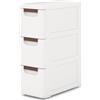 RELAX4LIFE Mobiletto Stretto con Cassetti, Carrello Contenitore Slim con Maniglie Estraibili e Ruote Incorporate, Organizzatore Multiuso Mobile per Soggiorno, Cucina, Bagno, Ufficio (con 3 cassetti)