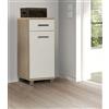 FORTE Veris Cassettone a 1 anta e 1 cassetto, in legno derivato, rovere Sonoma e bianco lucido, 16,1 x 90,8 x 40,2 cm