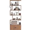 GIANTEX Scaffale a 6 Ripiani con Cassetto, Libreria Autoportante, Scaffale da Terra, Design Moderno, 70 x 23 x 183 cm, Bianco/Marrone/Nero (Naturale)
