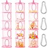 Fayskpwe 3pcs Organizer Portaoggetti Pieghevole da Appendere a 5 Livelli (rosa) | Cestello Portaoggetti in Rete Sospesa, Sacchetto Organizer Portaoggetti Appesi per Cameretta, Per Camera dei Bambini, Bagno