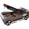 Azkoeesy letto singolo imbottito a forma dell'auto per bambini e ragazzi, 90x200 cm, con contenitore, sponde, doghe, rivestimento in PU, grigio