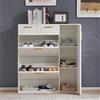 MOHUANG Scarpiera moderna con ripiani regolabili, maniglie dorate, cassetti, scarpiera pieghevole, ante, bianco, B95/P24/H107.5