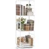 COSTWAY Libreria Girevole a 4 Ripiani, Torretta Libreria Rotante a 360° con Struttura in Metallo, Scaffale d'Angolo Salvaspazio per Casa, Ufficio e Soggiorno, 40x40x115 cm (Bianco)