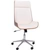 FRANKYSTAR Svezia - Sedia da Ufficio Direzionale 54x109/119x42 cm Altezza regolabile, Reclinabile, Girevole 360° in legno Parawood e Similpelle Bianco