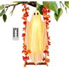 Generico Halloween Swinging Ghost - Light Up Hanging Decor | Remote Control | Large 59-Inch Fabric Spectre Prop with Color Changing Lights for Outdoor Garden, Patio, Porch & Indoor Party