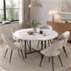 LZLUCKCOME Tavolo da pranzo rotondo, diametro 120 cm, per 4-6 persone | Tavolo da pranzo con struttura in metallo nero, piedini regolabili e piano di facile manutenzione, per cucina e sala da