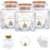 Doni Bomboniere Set Bomboniere Matrimonio 12PZ Barattolini in Vetro 4x4x4 Portaconfetti Trasparenti Tappo Sughero 12PZ Adesivi Personalizzabili 12PZ Bustine Confetti Tema Viaggio Gadget Evento