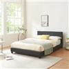 Corium Letto Matrimoniale/Francese 140x200 cm Struttura Imbottita, Rivestimento in Similpelle, Incluso Rete a Doghe in Legno, Letto Doppio con Testiera - Nero