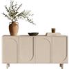 Viron Credenza Moderna Madia Bianca 180x40x90h cm 4 Ante Design Ad Arco In Legno Massello Di Acacia