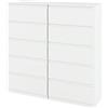 Liink1Ga Set di 2 Cassettiera Camera da Letto in Legno Bianca Larghezza 60 cm Cassettiere Bianche 5 Cassetti, Comodino Cassettiera e Credenza Bianco per Ufficio Soggiorno Corridoio Mobili(60x40x120CM)