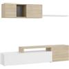 Bricozone Parete Attrezzata Moderna Soggiorno Design Contemporaneo Reversibile Con Mobile Porta Tv Pensile E Mensola In Pannello Melaminico Ideale Per Arredo Zona Living (Rovere e Bianco)