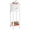 Yaheetech Comodino Shabby‑Chic con Cassetto 25 × 25 × 70 cm, Bianco | Tavolino Stretto per Camera e Salotto, Porta Telefono, Design Compatto, Struttura Stabile, Montaggio Semplice