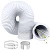 ComPDCVD Tubo di ventilazione flessibile in alluminio e PVC, 100 mm, 3 m | Condotto flessibile con 2 morsetti, condotto di calore per condizionatore, asciugatrice, ventilatore, asciugatrice