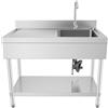 aefxNika Lavello autoportante in acciaio inox, 100 x 60 x 80 cm, con piano di lavoro e rubinetto, portata 300 kg, pratico lavandino con cestello filtrante e piedini regolabili in altezza, per cucina