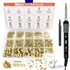BIBOKLTIY Set Inserti Filettati Inserti in Ottone M2-M6 per Stampa 3D Plastica | Kit 565 Inserti Termici, Saldatore 80W con Supporto, Inserti in Ottone e Inserti Filettati per Stampa 3D e parti in Plastica