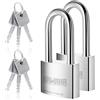 Kawaha 41/40L-2PS - Lucchetto ad arco lungo da 40 mm (1-9/16 pollici) in acciaio INOX ad alta sicurezza con chiave in acciaio INOX per uso sia interno che esterno (resistente, antiruggine) (40 mm