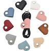 Lyxtiorn 10 organizer per cavi, in pelle PU, a forma di cuore, riutilizzabili, fascette per cavi di ricarica, cavo di alimentazione, auricolari, avvolgicavo USB