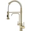 YUHUBY Rubinetto da cucina a 3 vie, oro spazzolato, 3 in 1, estraibile | Rubinetto da cucina girevole a 360°, con sistema di filtraggio, rubinetto da cucina con doccetta, rubinetto per acqua