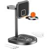KU XIU X85 Turbo Qi2.2 25W Caricatore Wireless Magnetico 3 in 1, Stazione di Ricarica per iPhone 17-12/ Apple Watch/Airpods, Design a Tema Pallacanestro in Lega di Alluminio, con 45W Adapter, Nero