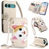 LIAOCY Custodia a Libro Kawaii Cat per Sony Xperia 10 VII / 10 VIII, Cover a Portafoglio in Pelle PU con Cinturino, 5 Scomparti e Supporto, Regalo per Ragazze, Khaki.