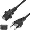 Sekmore Cavo di alimentazione IEC C17 a Europlug CEE 7/17, 1,5 m, per ingresso C18 | Spina europea 2,5 A senza terra per alcuni televisori, monitor, subwoofer e dispositivi audio con presa C18, nero