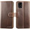 Lensun Cover in Pelle Vera per Samsung Galaxy A51- Marrone Scuro Retrò | Custodia in Vera Pelle [RFID] Libro con Portafoglio Chiusura Magnetico Flip Custodie Cuoio