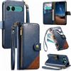 LIAOCY Cover a Libretto per Sony Xperia 10 VII / 10 VIII, Custodia Portafoglio con Cerniera in Pelle PU[Stile Business], Cover Anticaduta con Supporto, Blue.