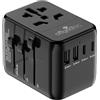 Offgridtec Reiseadapter Universal Weltweit 2x USB-A und 2x USB-C Schwarz | Presa CA universale, 10 A/2500 W, 160+ paesi, spina EU/UK/US/AUS, alloggiamento ignifugo, sicurezza per bambini, 2 fusibili