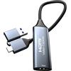 WLGQ Scheda di acquisizione video da HDMI a USB 3.0 e USB-C Grabber, 1080P 60fps, UVC/UAC Plug-and-Play, compatibile con PC, tablet, smartphone, OBS, Zoom, Twitch, senza bisogno di driver, nero