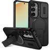 ETGOKJM Custodia magnetica compatibile con Samsung Galaxy S24 FE 5G cavalletto e copertura scorrevole for fotocamera, supporto robusto, protettiva, resistente agli urti, sottile custodia antiurto(Siyah)
