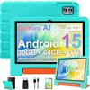 ZIOVO Tablet bambini Android 15 Tablet 10 pollici, 30 GB RAM + 64 GB ROM (TF 2 TB) Gemini AI, 5 G WiFi/Octa-Core/Widevine L1/Face ID/Controllo genitore/6000 mAh/BT 5.0, Tablet con custodia EVA - Verde