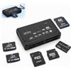 Rqkagf Lettore di schede di memoria USB 2.0 6-in-1, compatibile con CF/SD/MS/SDHC/MiniSD/T‑Flash, Lettura e Trasferimento Rapido, Adattatore Multi-Card con 6 Slot, Plug and Play per PC e Mac