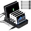PRITEK Stazione di Ricarica USB a 6 Porte per Dispositivi Multipli 50W/10A - Organizer per Cellulare, Tablet, Auricolari e Gadget Abilitati USB (Nero)