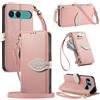 LIAOCY A Tracolla Custodia per Sony Xperia 10 VII / 10 VIII, Flip Cover con Portafoglio e Cerniera in Pelle PU[Fibbia Magnetica a Foglia], Anticaduta con Supporto, Pink.