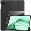 Heioloo Custodia per Honor Pad X8a/X8b 11.0 Cover in Pelle Case, + [1 Pezzi] Vetro Temperato Pellicola Protettiva [Auto Svegliati/Sonno][Supporto Funzione ] [Anti-Scratch] Nero