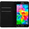 PhoneNatic Copertura di Cuoio Artificiale Compatibile con Samsung Galaxy Grand Prime - Bookstyle Bianco - Cover + Pellicola Protettiva