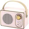 Lisher 1 altoparlante Bluetooth con lettore musicale stereo portatile, mini da viaggio, colore: rosa