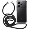 MyGadget Cover per Xiaomi Redmi Note 13 Pro Plus 5G - Custodia con Corda - Case Trasparente Antiurto con Laccio/Tracolla - Practical Stylish - Nero