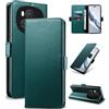Yunubeyii Cover Libro per Honor Magic 6 Pro,Verde | Blocco RFID,Luxury PU Pelle,Portafoglio,Card Holder,Magnetic Phone Custodia,Kickstand,Protettiva,Antiurto