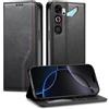 LIAOCY Custodia Business per ZTE Nubia Neo 5 GT, Cover Wallet Flip in PU Pelle [Chiusura Magnetica], Cover Resistente alle Cadute con Supporto, Black.