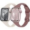 Wowstrap Cinturino per Apple Watch 44mm 45mm 42mm 46mm Ultra/2 49mm,Cinturini iWatch 40mm 41mm 38mm Uomini/Donne,Cinturino Sport Silicone Sottile E Morbido per Apple Watch Serie 10 9 8 7 6 5 4 3 SE 1/2,2PCS