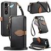 LIAOCY A Tracolla Custodia per ZTE Nubia Neo 5 GT, Flip Cover con Portafoglio e Cerniera in Pelle PU[Fibbia Magnetica a Foglia], Anticaduta con Supporto, Black.