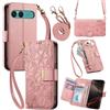 LIAOCY A Tracolla Custodia Per Sony Xperia 10 VII / 10 VIII, Cover Con Portafoglio Porta Carte E Scocca Interna In TPU, Antiurto E Antigraffio Con Supporto, Pink.