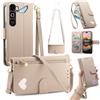 LIAOCY Portafoglio Custodia per ZTE Nubia Neo 5 GT, A Tracolla Flip Cover in Pelle PU con Motivo a Cuore【Fibbia Magnetica】, Anticaduta con Supporto, Khaki.